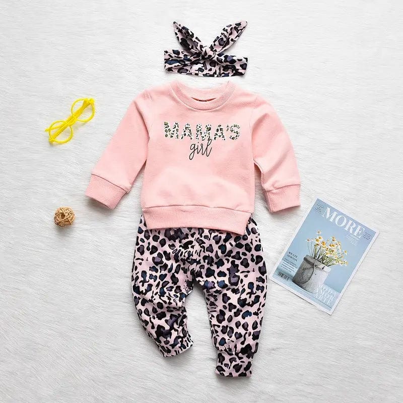 Ensemble sweat jogging et bandeau léopard pour bébé Mini Merveille