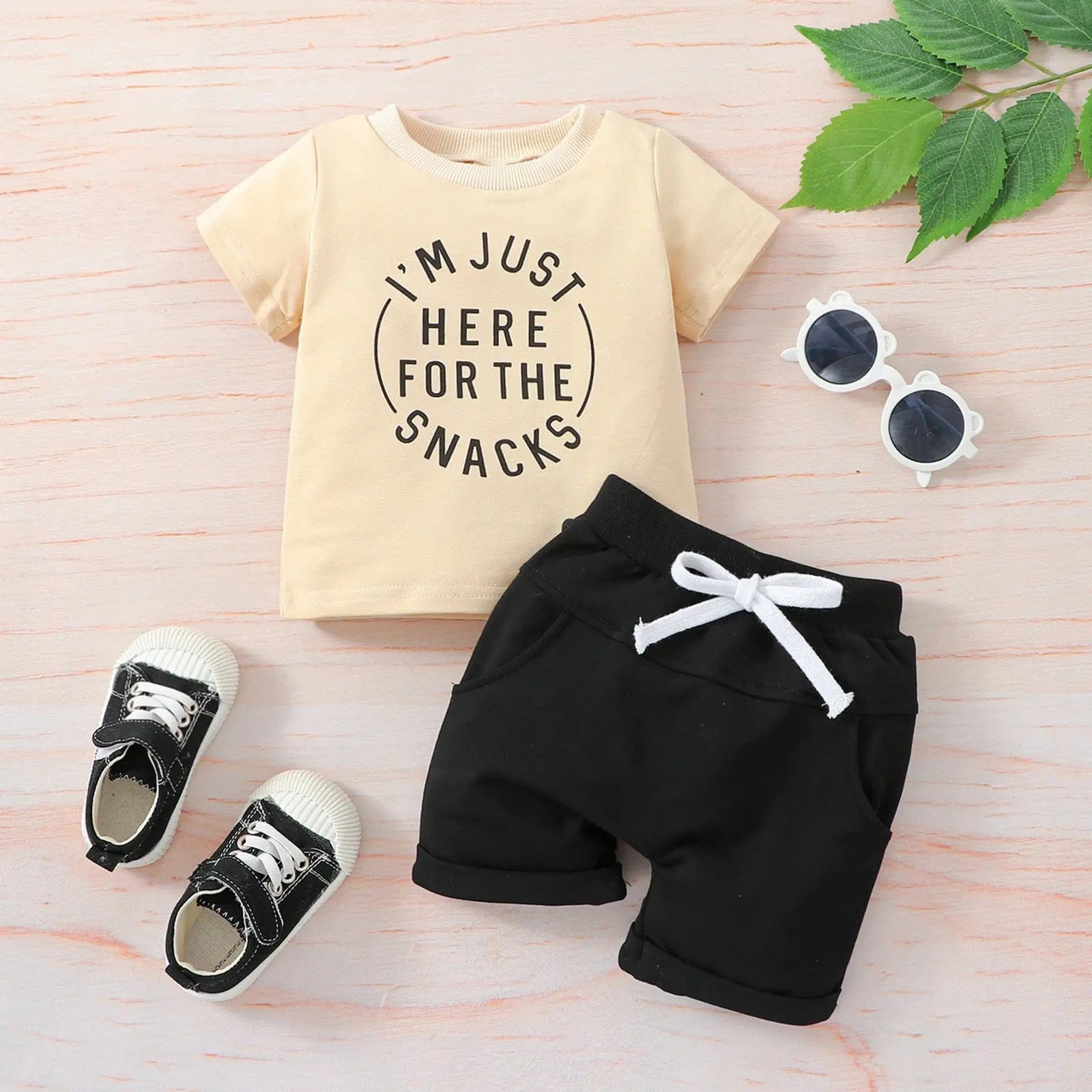 Ensemble t-shirt et short pour bébé Abricot / 0-6 mois Mini Merveille