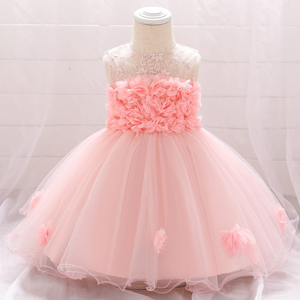 European And American Summer Children's Tube Top Flower Mesh Wedding Dress Pettiskirt Mini merveille