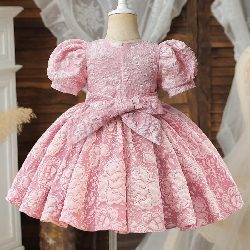 Girl's Baby Dress For One Year Old Puff Sleeve Bow Princess Dress Mini merveille