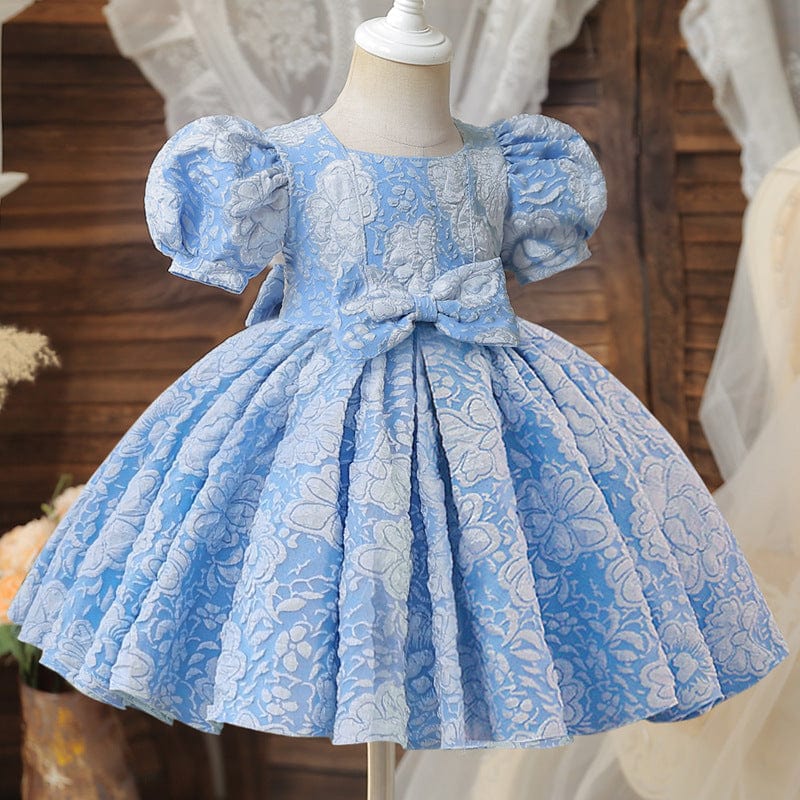 Girl's Baby Dress For One Year Old Puff Sleeve Bow Princess Dress Mini merveille