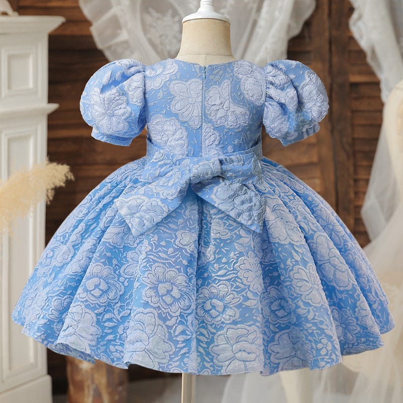 Girl's Baby Dress For One Year Old Puff Sleeve Bow Princess Dress Mini merveille