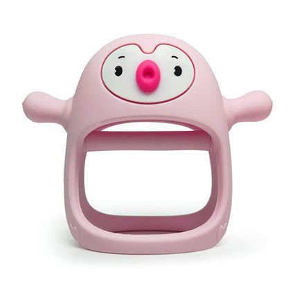 Jouet dentition gant pingouin pour bébé Rose Mini Merveille