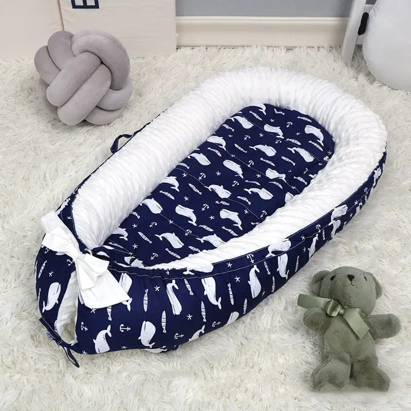 Lit portable en pur coton Bleu baleine Mini Merveille