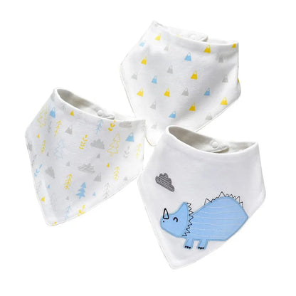 Lot de 3 bavoirs en coton pour bébé Dinosaures Mini merveille