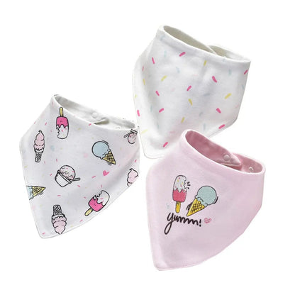 Lot de 3 bavoirs en coton pour bébé Glaces Mini merveille