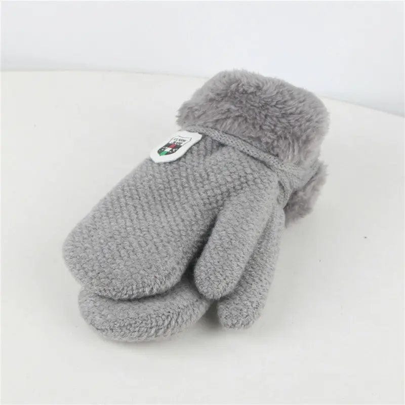 Moufles en Laine Enfant Gris clair Mini Merveille