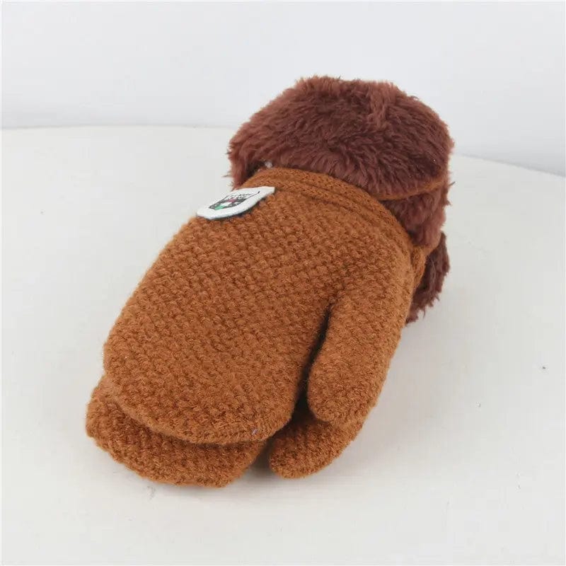 Moufles en Laine Enfant Marron Mini Merveille