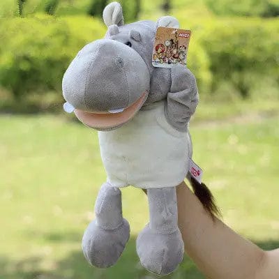 Peluche marionnette animaux Hippopotame gris Mini Merveille