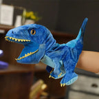 Peluche marionnette dinosaure en coton Bleu Mini Merveille