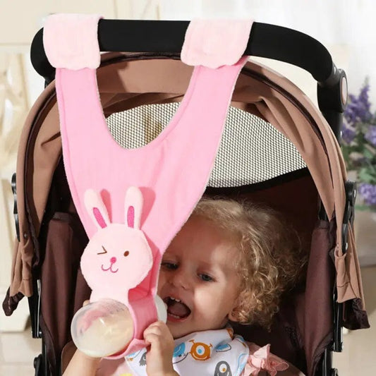 Peluche porte-biberon pour poussette Lapin Mini Merveille