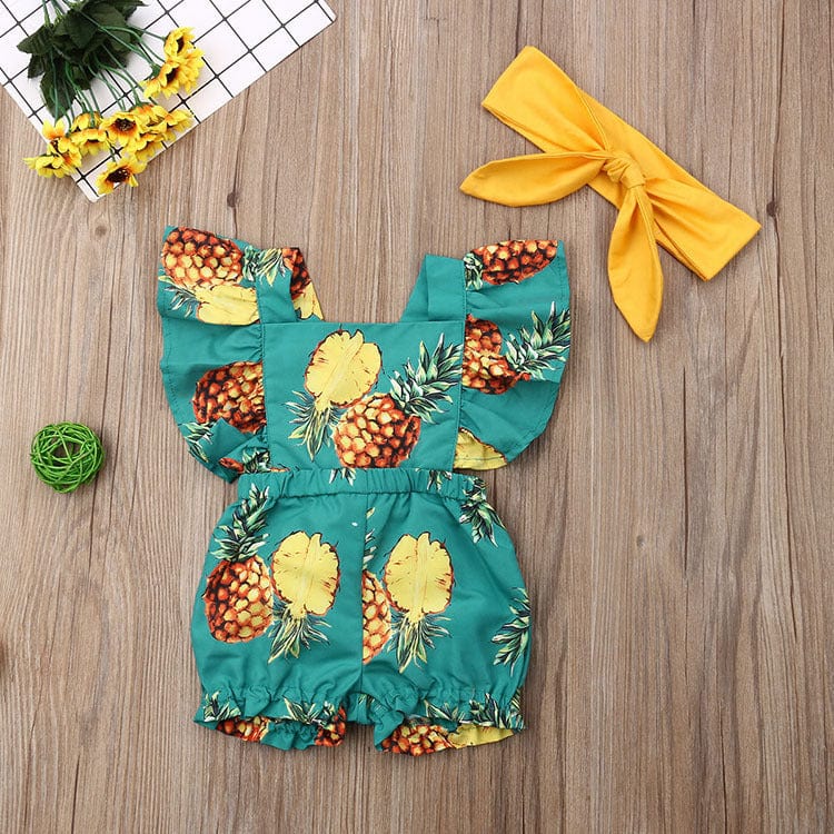 Pineapple print baby romper Green / 100cm Mini merveille