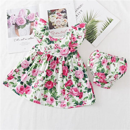 Robe à fleur pour bébé Rose / 0-3 mois Mini merveille