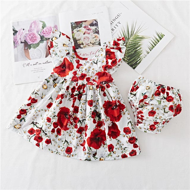 Robe à fleur pour bébé Rouge / 0-3 mois Mini merveille