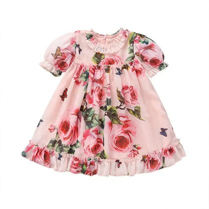 Robe à fleurs de rose pour bébé 6-9 mois Mini Merveille