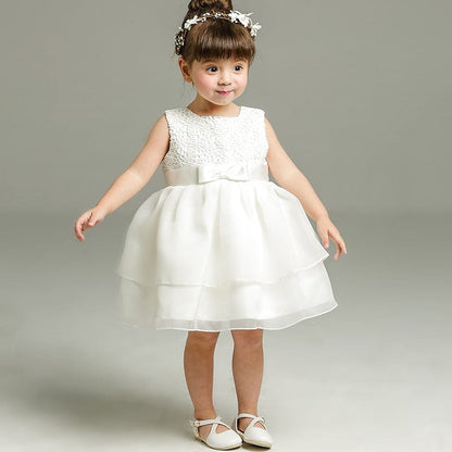 Robe de mariée à vin d'anniversaire d'un mois pour fille White / 12M Mini merveille