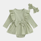 Robe et bandeau pour bébé Vert / 0-3 mois Mini merveille
