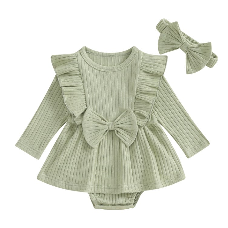 Robe et bandeau pour bébé Vert / 0-3 mois Mini merveille