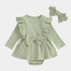 Robe et bandeau pour bébé Vert / 0-3 mois Mini merveille