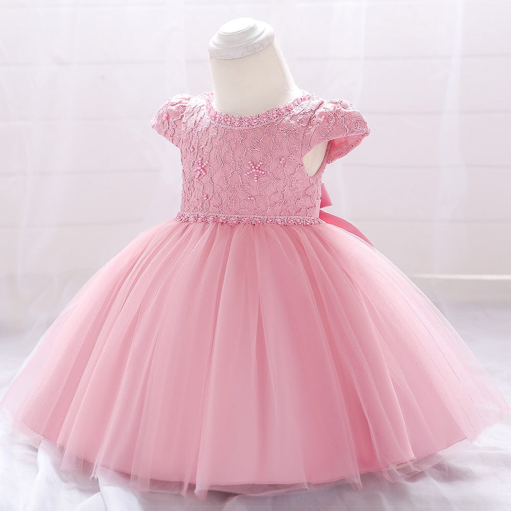 Robe tutu tulle en maille de princesse en dentelle Bean Pink / 70cm Mini merveille