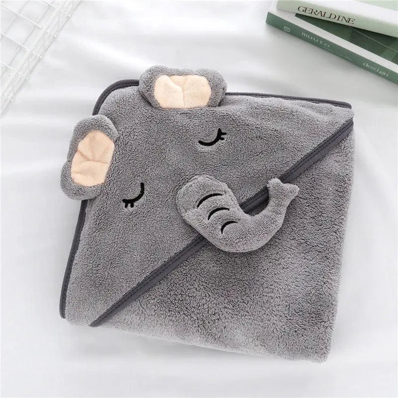 Serviette à capuche animaux pour bébé Éléphant Mini Merveille