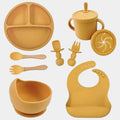 Set Repas Bébé 9 Pièces en Silicone - Mini merveille14:771Yellow 9PCS Wood Set