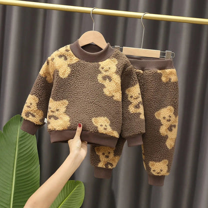 Survêtement en laine nounours pour bébé Marron / 6-12 mois Mini Merveille