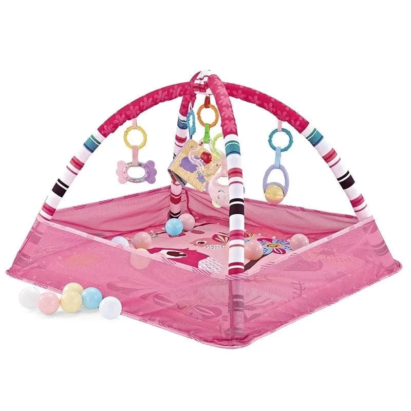 Tapis d'eveil bebe rose avec jouets