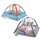 Tapis d’éveil bébé avec arches, jouets suspendus et filet de sécurité

